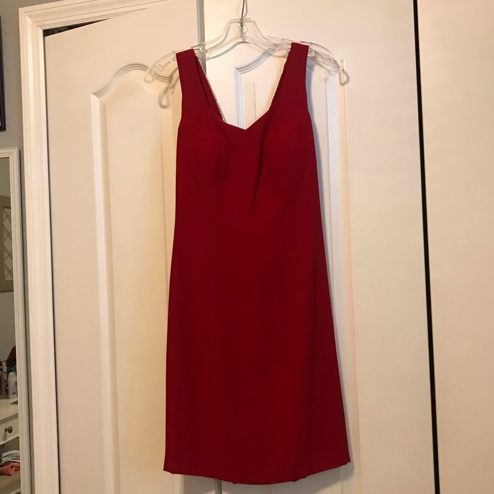 Red and Gold Strappy Cocktail Dress
